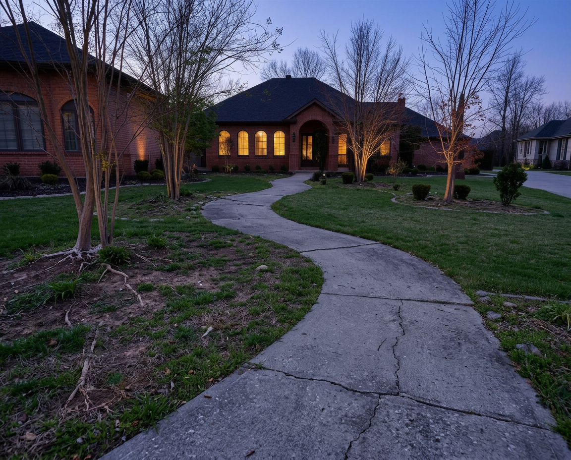 Before — Lit flagstone walk in Bethany