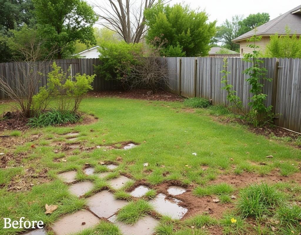 Before — Full-yard transformation in Mustang